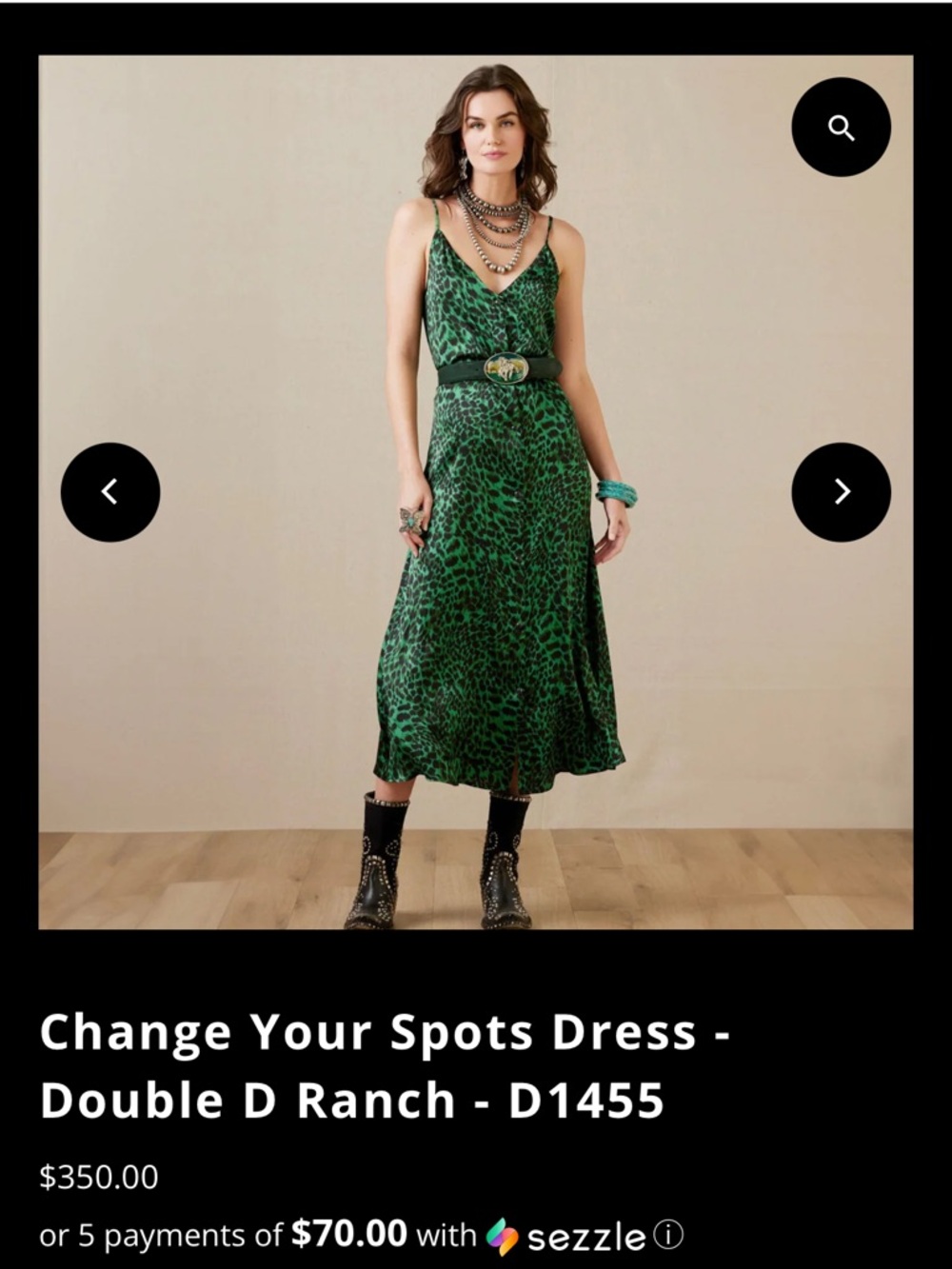 Double D Ranch Green Leopard-Print Slip Midi Dress